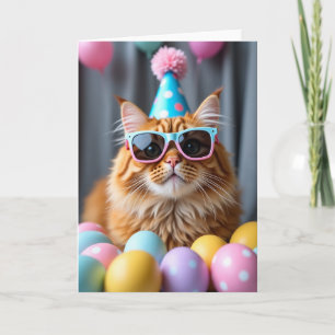 Carte de chat de fête à pois