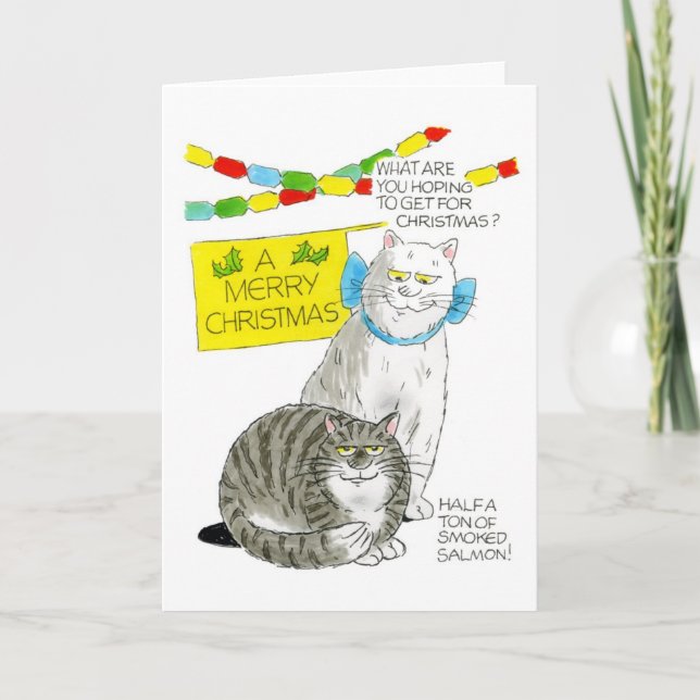 Carte de chat de Noël - Saumon (Devant)