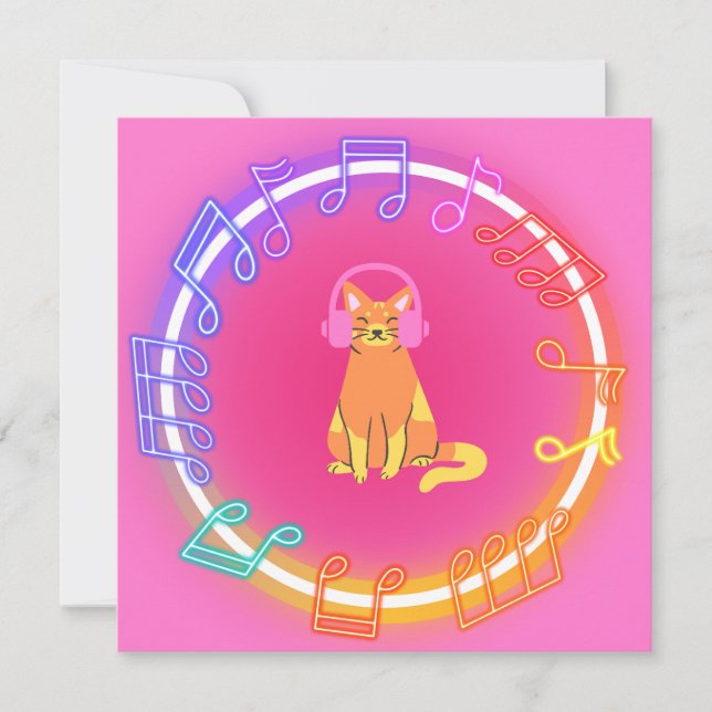 Carte de chat Neon Music (Devant)