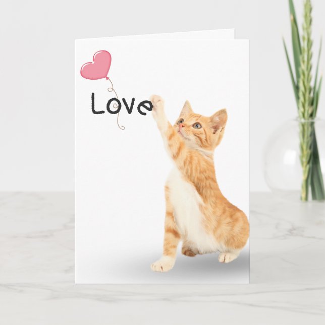 Carte de chat tigré d'amour avec ballon en forme d (Devant)