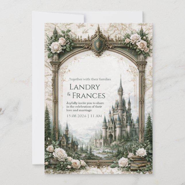 Carte de Château Ivory Rose pour Mariage (Devant)