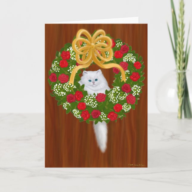 Carte de chaton de couronne de vacances (Devant)