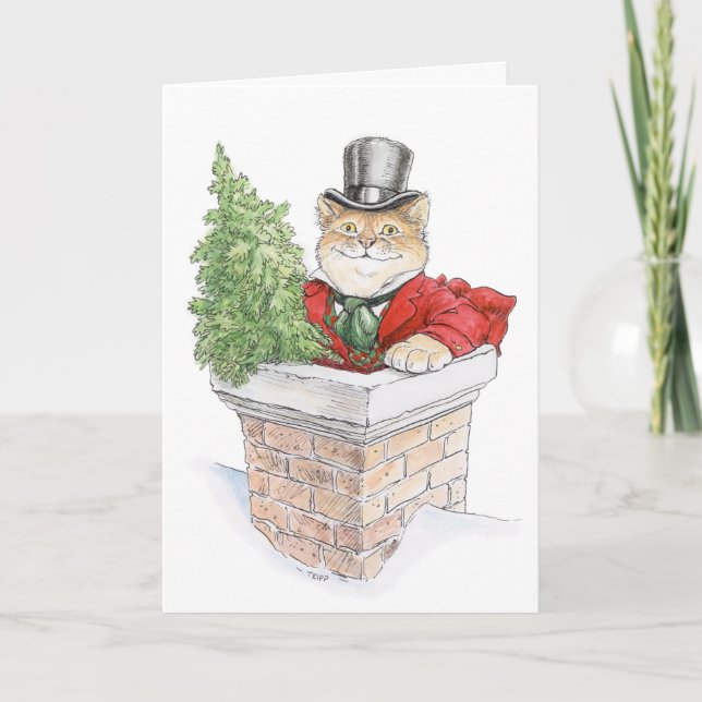 Carte de chaton de l'arbre de Noël (Devant)