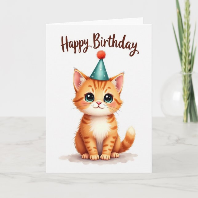 Carte de chaton orange adorable (Devant)