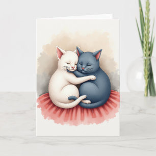 Carte de chats adorables s'étreignant