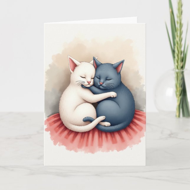 Carte de chats adorables s'étreignant (Devant)