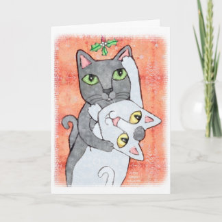 Carte de chats de gui de Noël