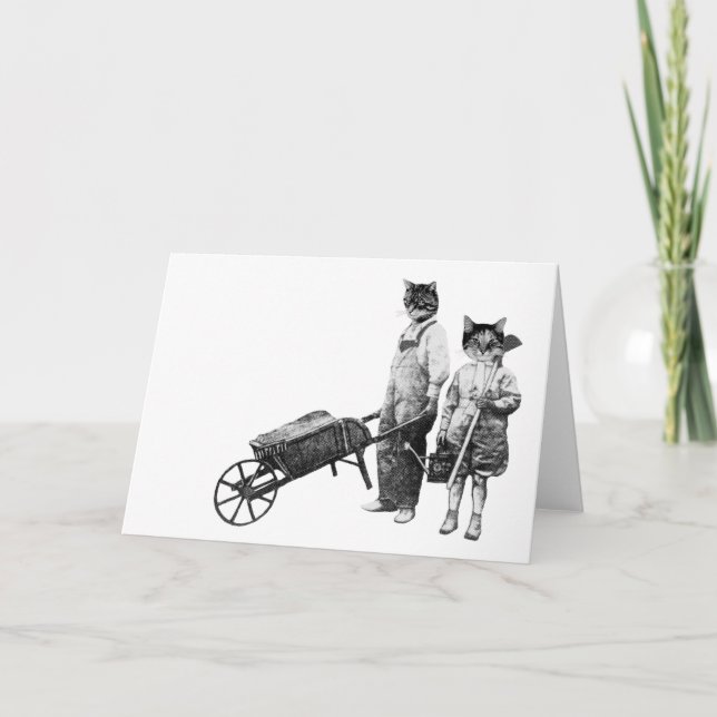 Carte de chats de jardinage amusant personnalisabl (Devant)