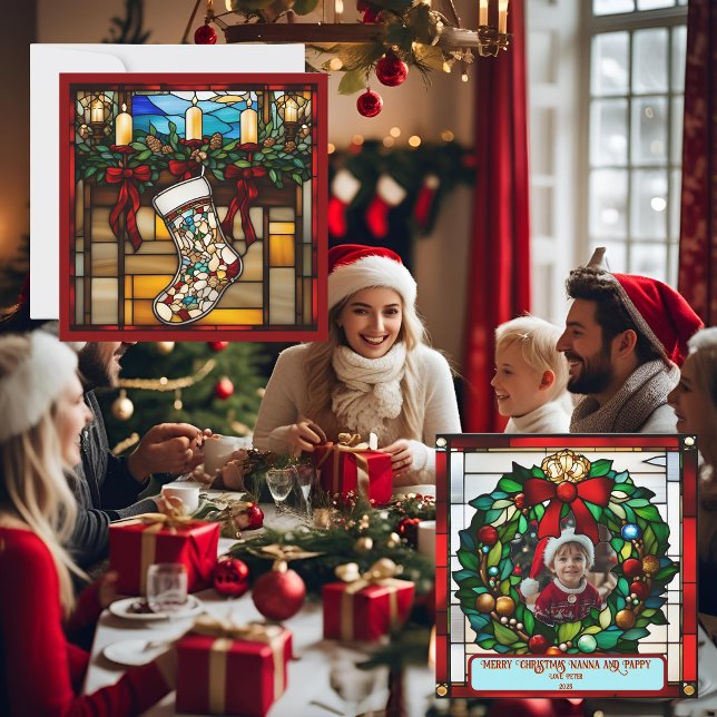 Carte de chaussette de Noël Faux vitrail (Créateur téléchargé)