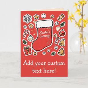 Carte de chaussette de Noël mignonne de l'arrivée 