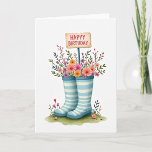 Carte de chaussure rayée pour anniversaire douce