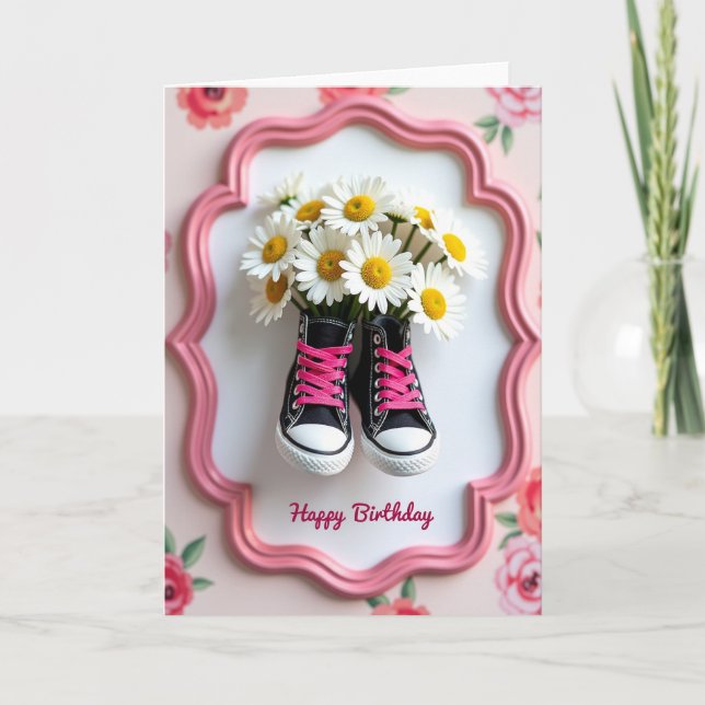 Carte de chaussures d'anniversaire douce Daisy (Devant)