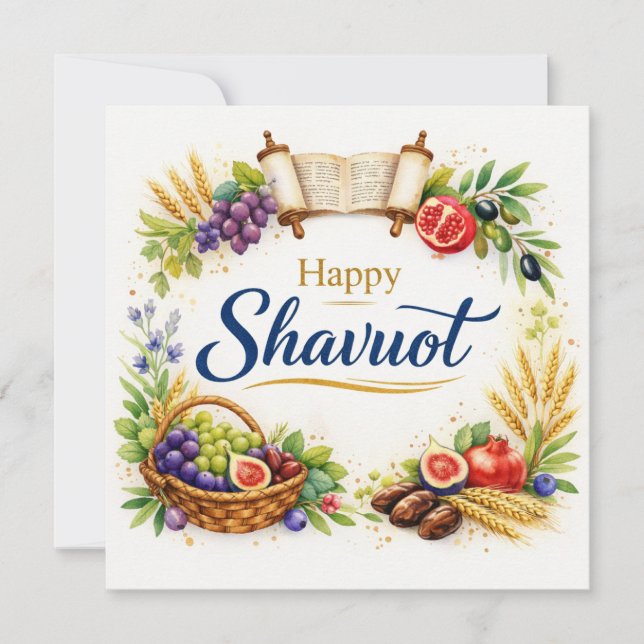 Carte de Chavouot, Aquarelle, Fruits, Rouleau de l (Devant)