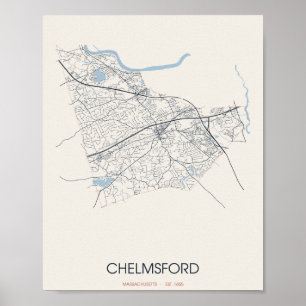 Carte de Chelmsford Massachusetts Poster