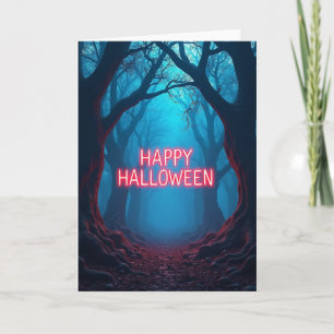 Carte de chemin de forêt Halloween joyeux