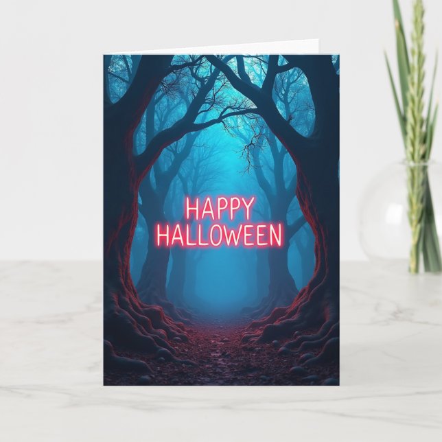 Carte de chemin de forêt Halloween joyeux (Devant)