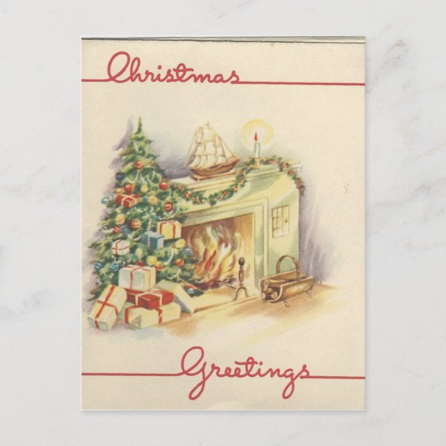 Carte de cheminée de Noël Vintage (Devant)