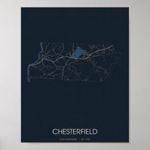Carte de Chesterfield New Hampshire Poster (Nuit