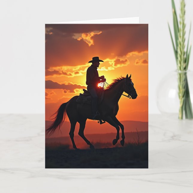 Carte de Cheval au Coucher de Soleil Ardant (Devant)