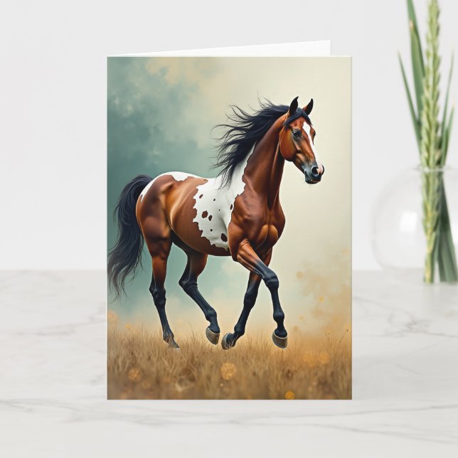 Carte de Cheval Galopant Joyeux (Devant)