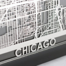 Carte de Chicago City de 5 po X 7 po en acier inox