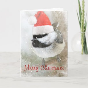 Carte de Chickadee de Père Noël de Joyeux Noël
