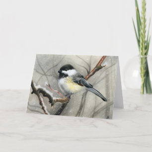 CARTE de chickadee d'oiseau d'hiver