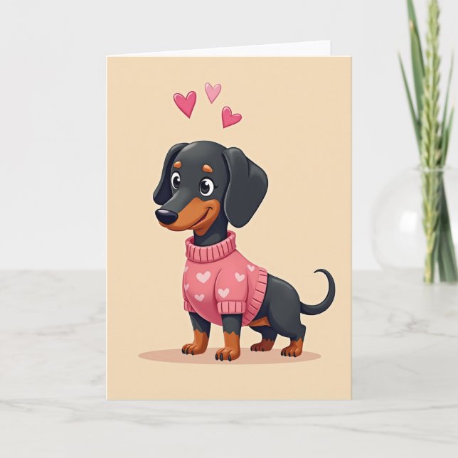 Carte de chien d'amour de teckel (Devant)