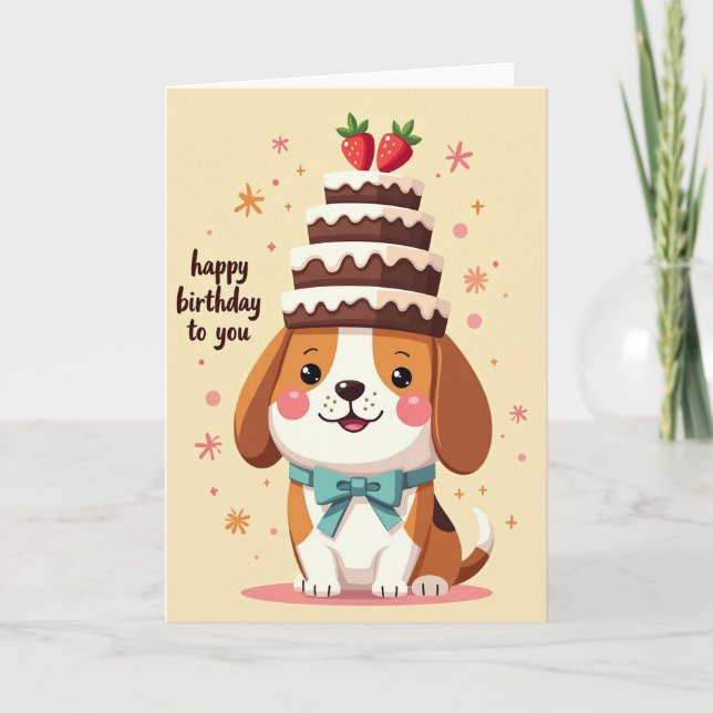 Carte de chien de dessin animé doux (Devant)