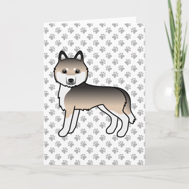 Carte de chien de dessin animé mignon Husky Sibéri (Devant)