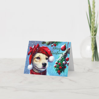 Carte de chien de Noël avec neige