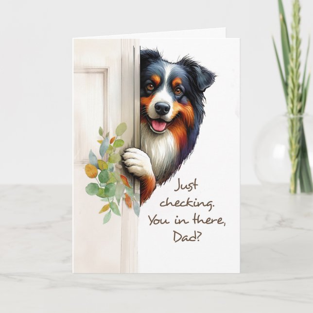 Carte De Chien Funny Fête des pères Peaking Pup (Devant)