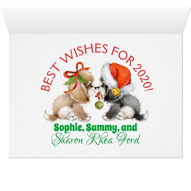 Carte de Chiens Précieux Noël (Intérieur Horizontal (Bas))