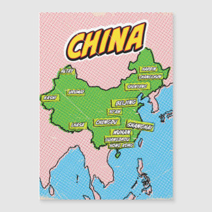 Carte de Chine illustrée par Pop Art