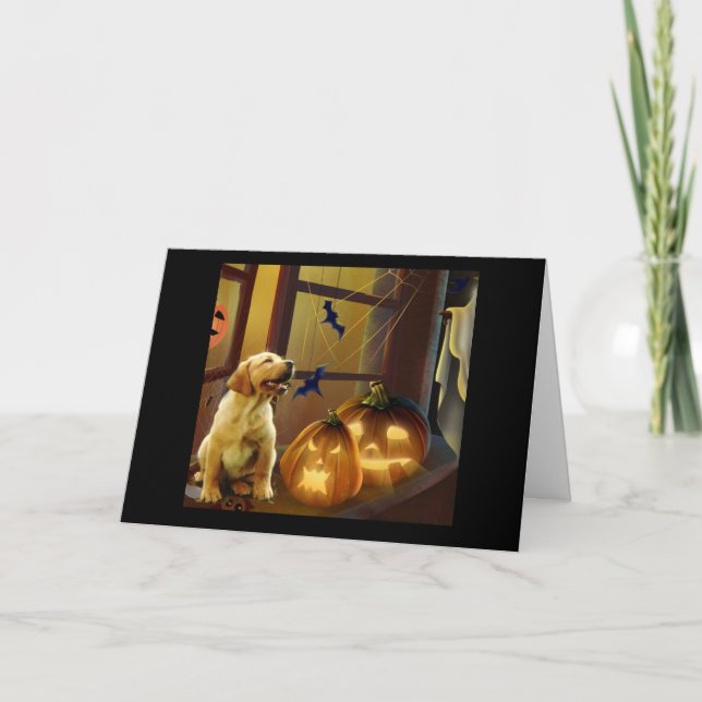 Carte de chiot de labrador retriever Halloween (Devant)