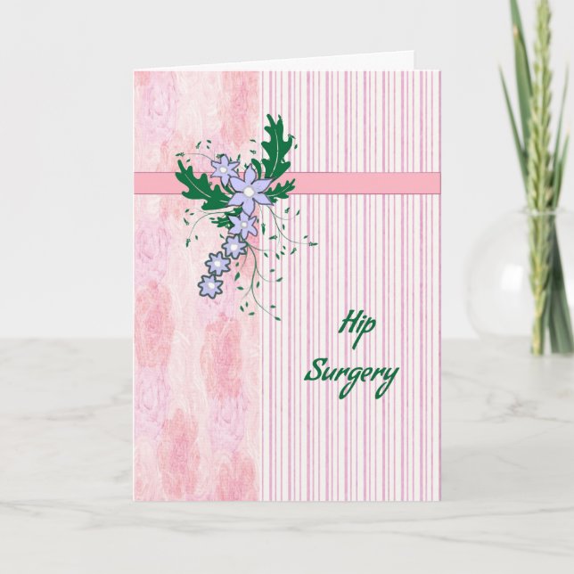 Carte de chirurgie hanche avec corail rose rayures (Devant)
