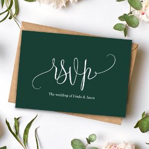 Carte de choix de menu de mariage Vert Émeraude Mo