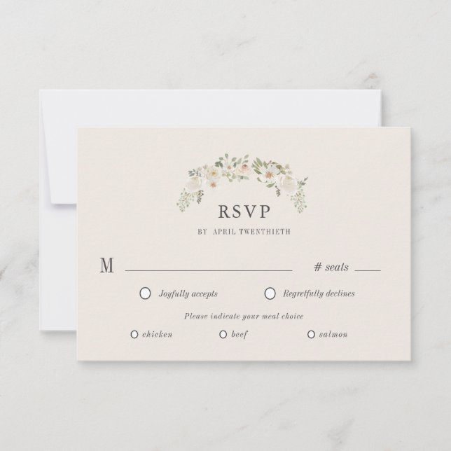 Carte de choix de repas pour RSVP de mariage avec  (Devant)