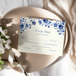 Carte de choix de repas RSVP Floral Deep Blue Chin