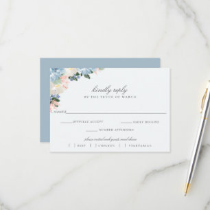 Carte de choix de repas RSVP pour mariage floral b