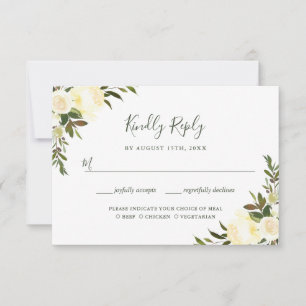 Carte de choix de repas RSVP pour mariage floral v