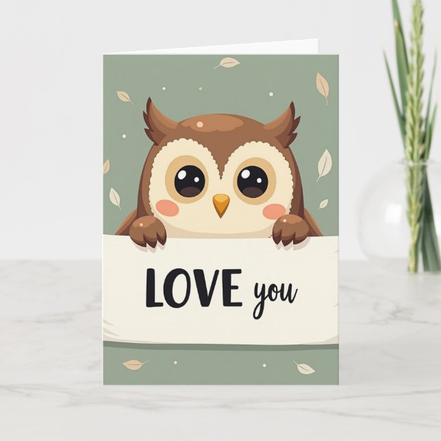 Carte de chouette Je t'aime (Devant)