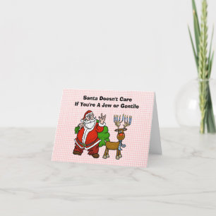 Carte de Chrismukkah avec le Père Noël et Rudolph