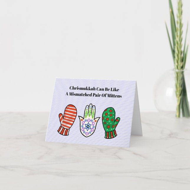 Carte de Chrismukkah Hamsa et Mitaines (Devant)
