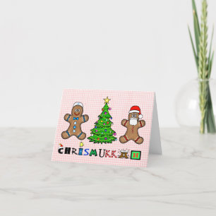 Carte de Chrismukkah hommes en pain d'épices et ar