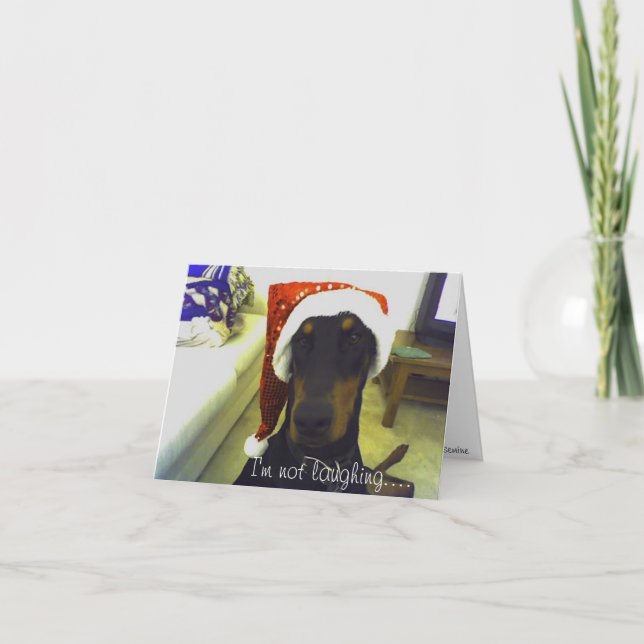 Carte de Christmast de dobermann (Devant)