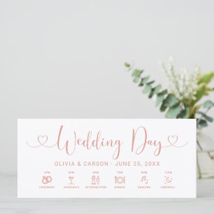 Carte de chronologie de mariage à écriture cursive
