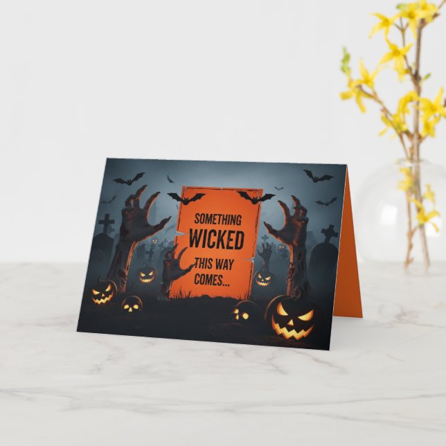 Carte de cimetière d'Halloween méchante (Fleur jaune)