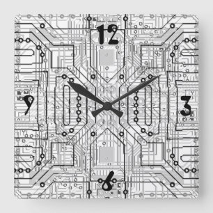 Carte de circuit en acier gris horloge pour geeks