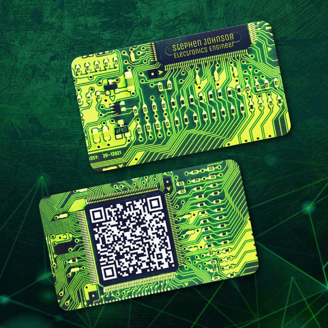 Carte de circuit imprimé moderne vert Code QR pers (Créateur téléchargé)
